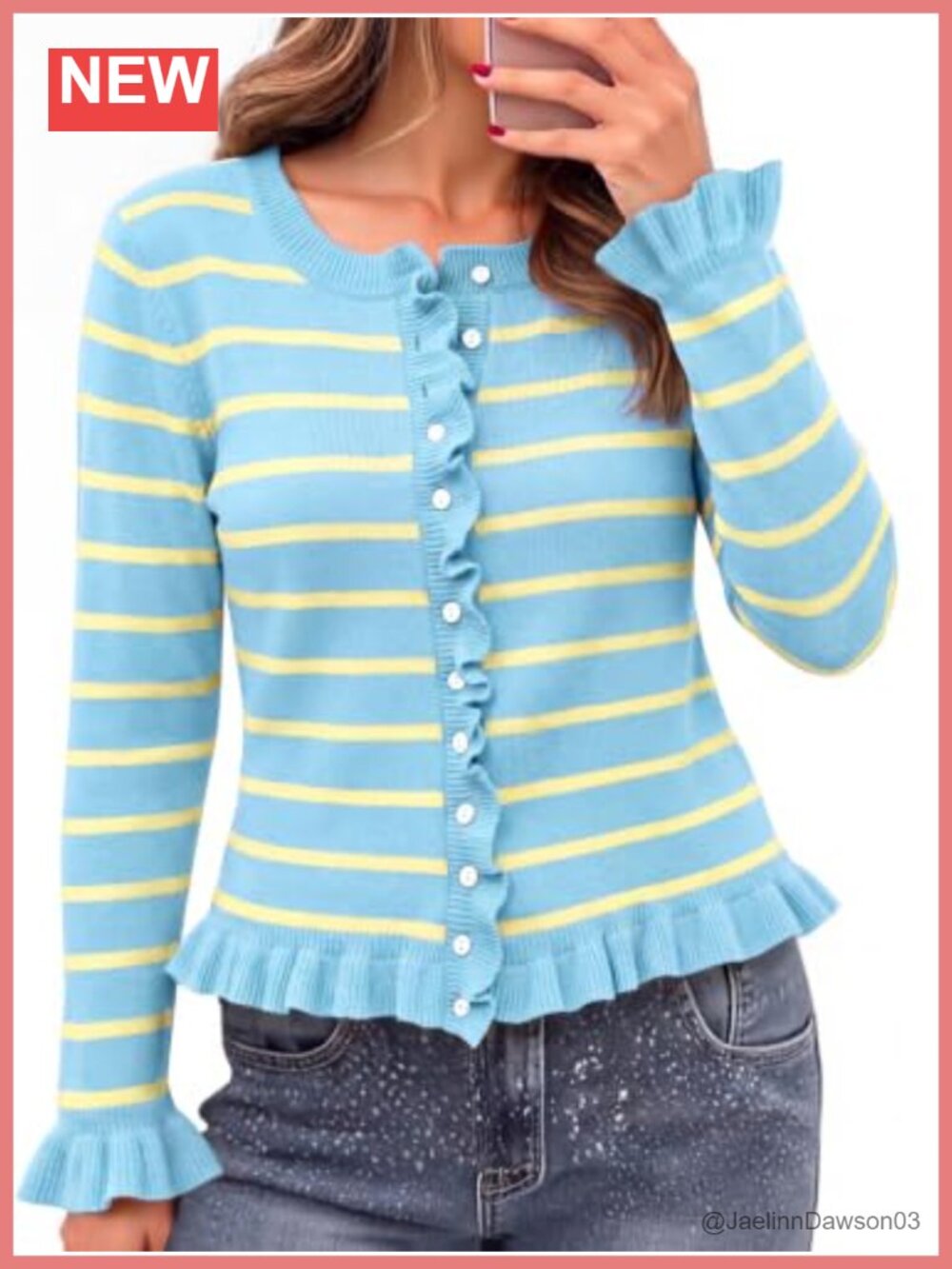 Ruffle Cropped Cardigan Long Sleeve Open Front Sweater